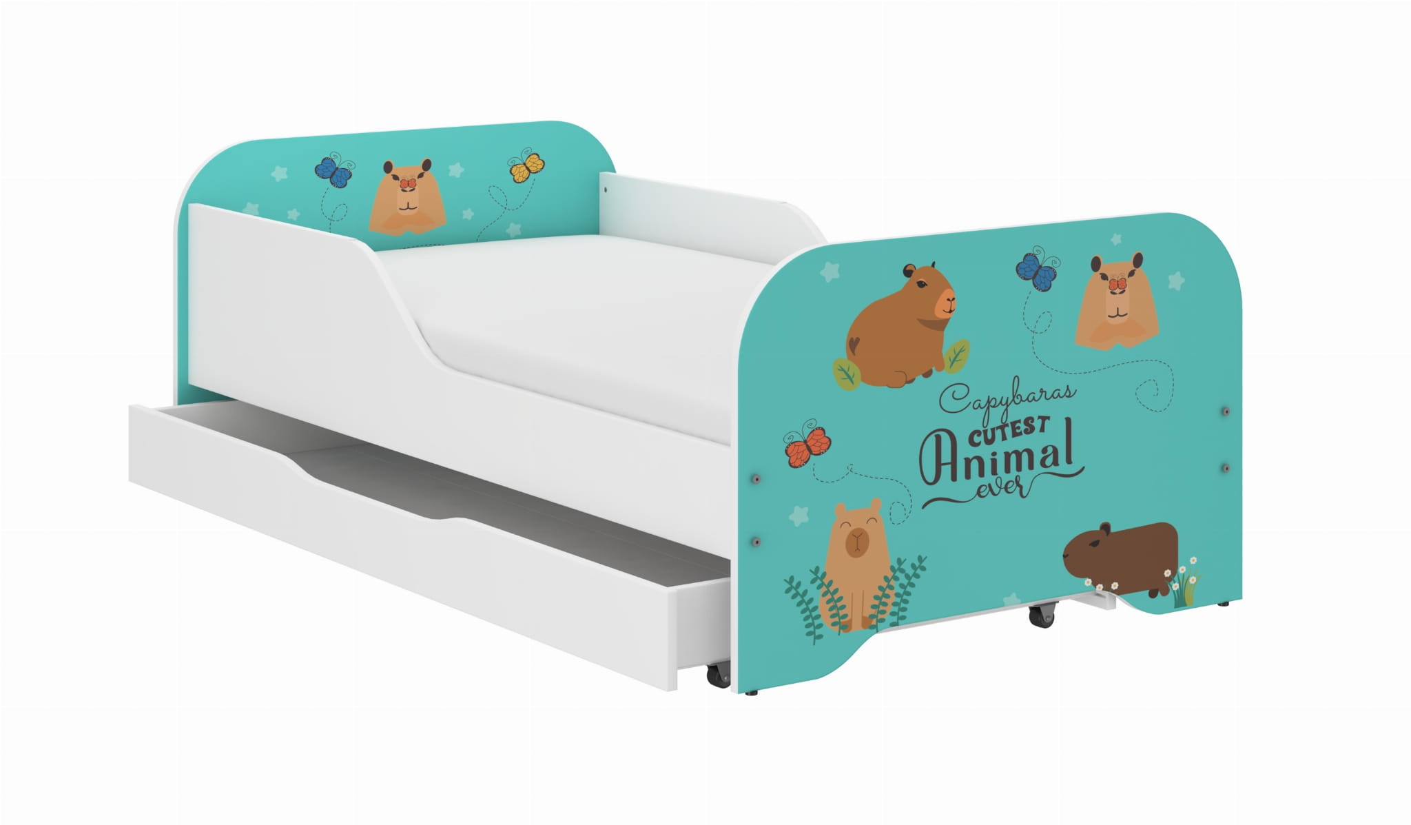 Detská posteľ Kapibara+ matrac 140x70 + uložný priestor