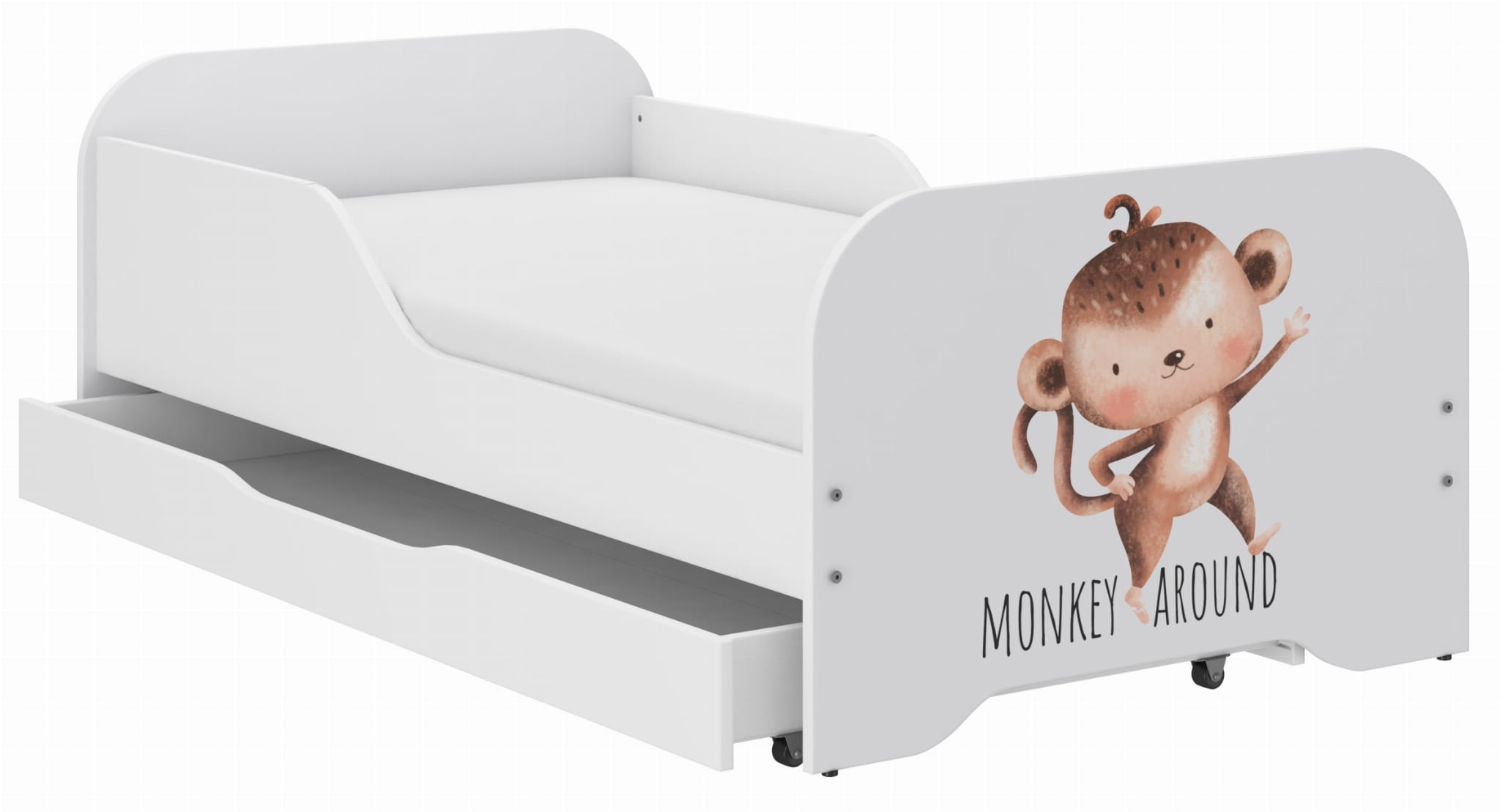 Detská posteľ monkey+ matrac 140x70 + uložný priestor