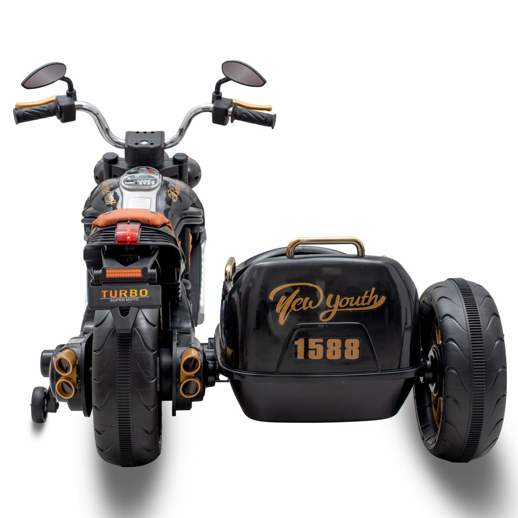 Detská elektrická motorka SideCar čierna