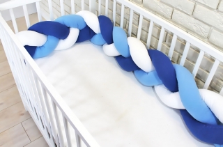 Mantinel pletený vrkoč - modrá, bílá